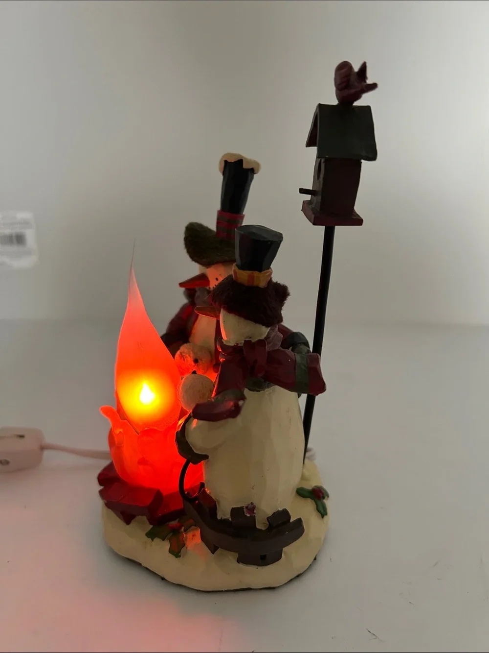 Crazy Mountain Holiday Resin Snowmen & Cardinal Lighted Winter Campfire Decor